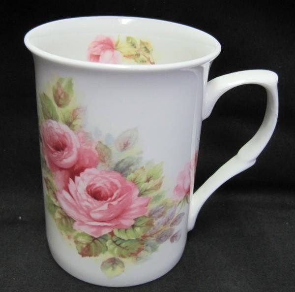 Pink China Roses English Bone China Mugs Set of 6-Roses And Teacups