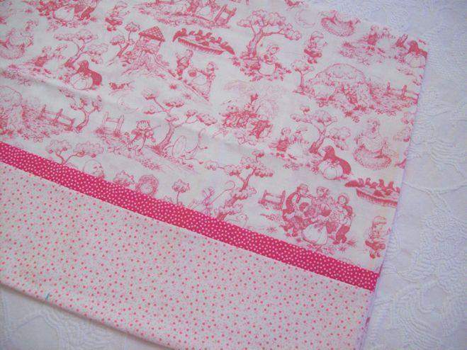Pink Hearts and Toile Girls Standard Pillow Case-Roses And Teacups