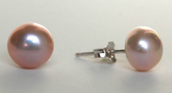 Pink Pearl 8mm Stud Earrings ES0025-Roses And Teacups