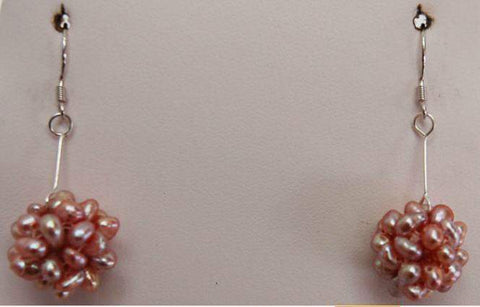 Pink Pearl Cluster Earrings EF008