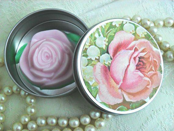 Pink Rose Soap Favors in Gift Box 6 Boxes-Roses And Teacups