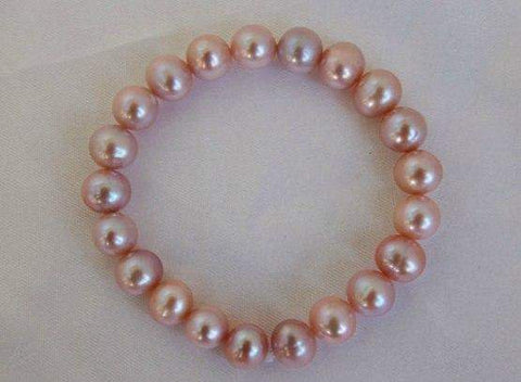 Pink Stretch Pearl Bracelet BF9-002-Roses And Teacups