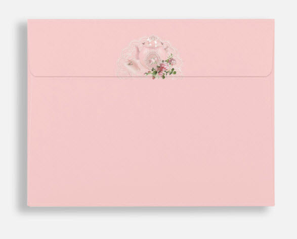 Pink Teapot Greeting Card Envelope Back