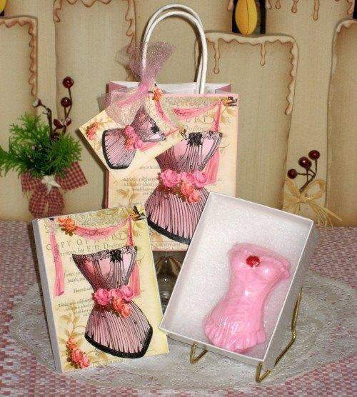 Pink Victorian Corset Gift Soap in Gift Bag