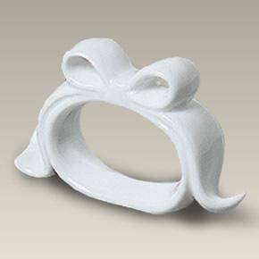 Porcelain Bow Napkin Rings Set of 6-Roses And Teacups