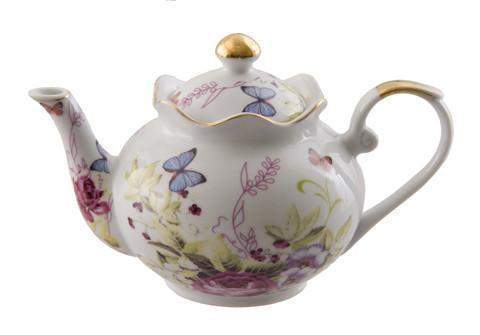 Porcelain Butterfly Discount Teapot-Roses And Teacups