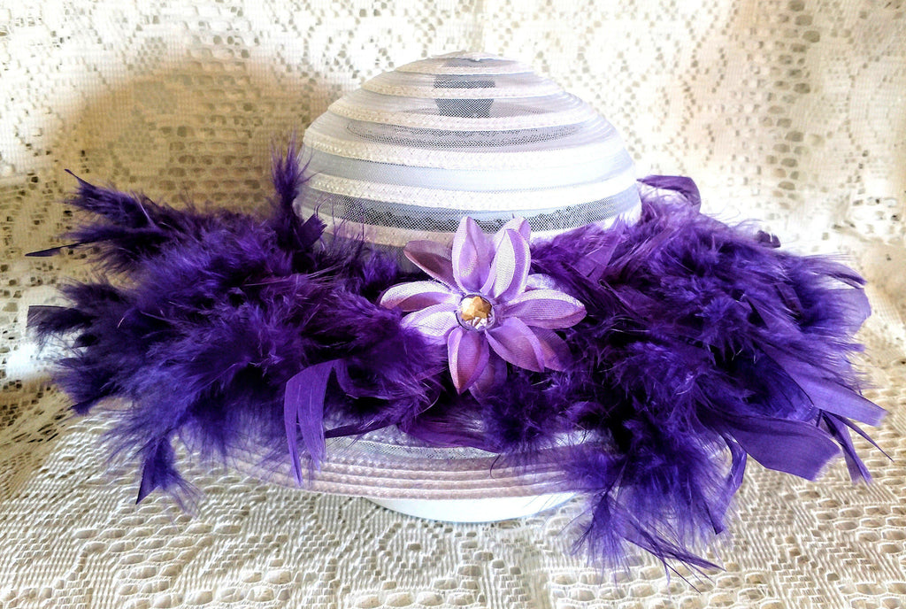 Pretty Purple Tea Party Dress Up Hat for Girls-Roses And Teacups