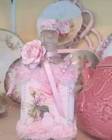 Pretty in Pink Rose Decorative Vanity Bottle - One of a Kind!