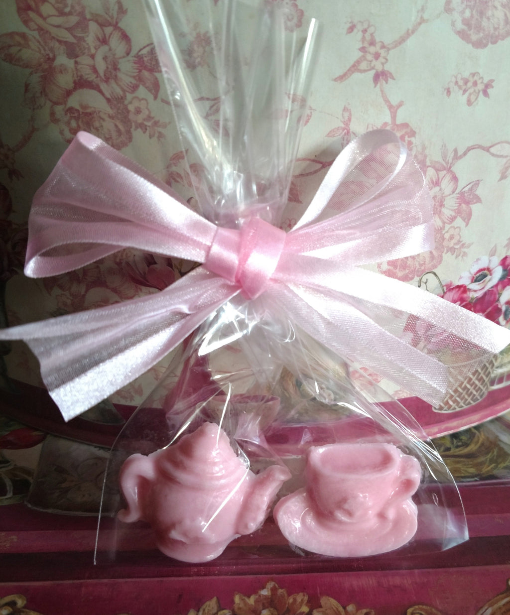 Pretty in Pink Teapot and Teacup Soap Party Favors Set of 8-Roses And Teacups