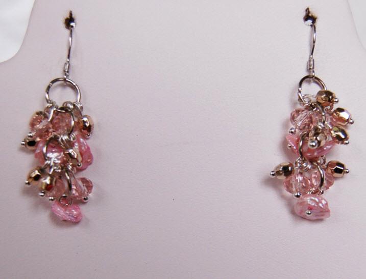 Princess Pink Pearl Earrings EF125-Roses And Teacups