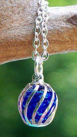 Reclaimed Glass Cobalt Cage Necklace-Roses And Teacups