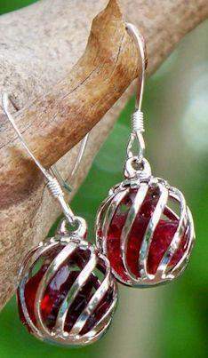 Reclaimed Glass Ruby Cage Earrings-Roses And Teacups