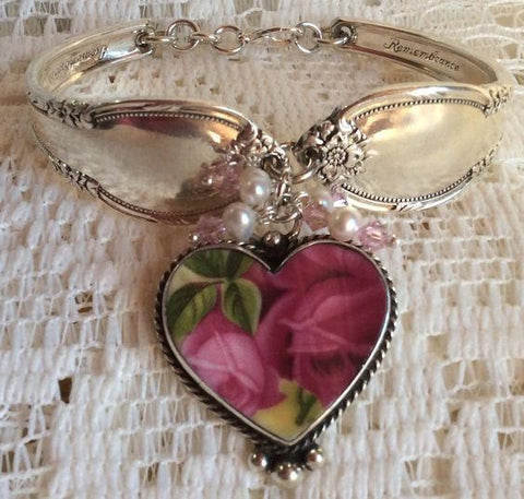 Remembrance Old Country Roses China Silver Spoon Bracelet