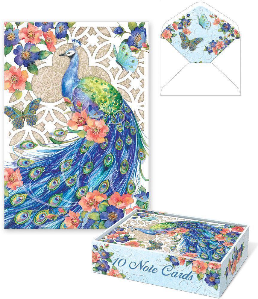 Romantic Die Cut Boxed Cards - Peacock - Only 2 Left