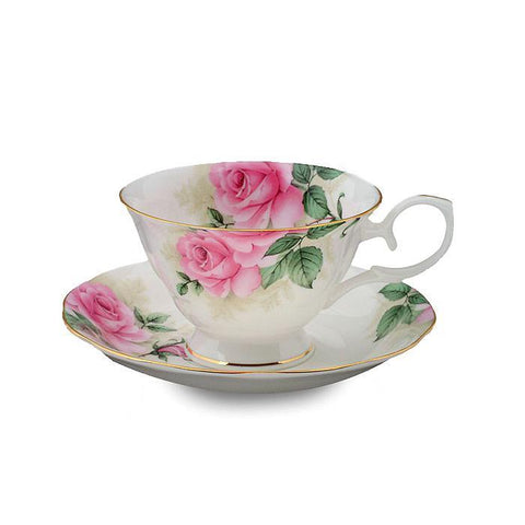 Rose Bouquet Bone China Tea Cups and Saucers Set of 4-Roses And Teacups