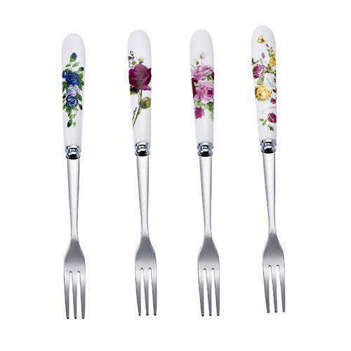 Rosemarie Ceramic Handle Forks-Roses And Teacups
