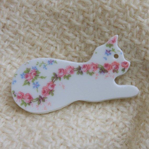 Roses China Cat Pin ONLY 2 AVAILABLE