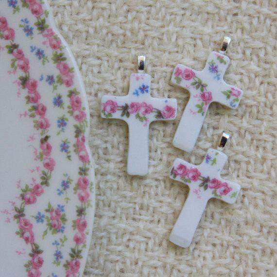 Roses China Cross Pendants ONLY 2 AVAILABLE