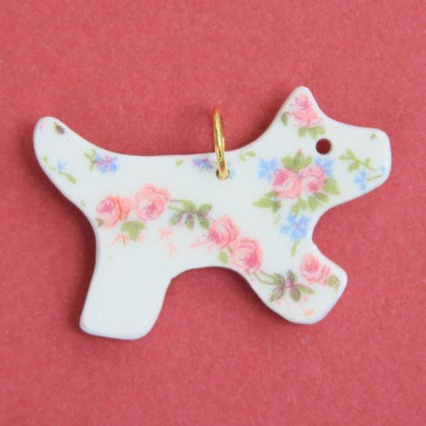 Roses China Scotty Dog Pendant ONLY ONE AVAILABLE