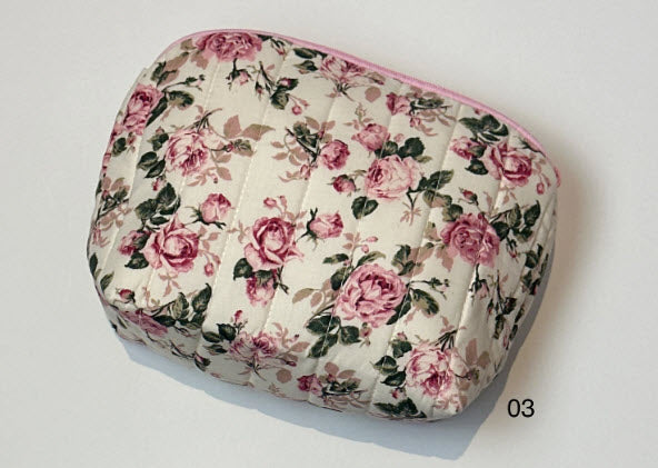 Roses Handmade Quilted Cosmetic Bag-Roses And Teacups
