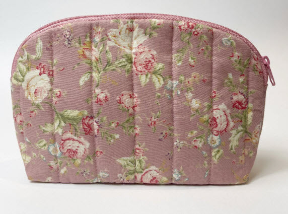 Roses Handmade Quilted Cosmetic Bag-Roses And Teacups