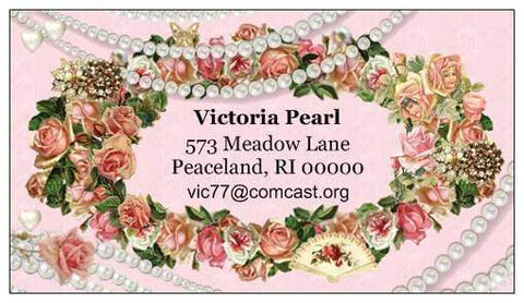 Roses and Pearls Calling Cards 250-Roses And Teacups