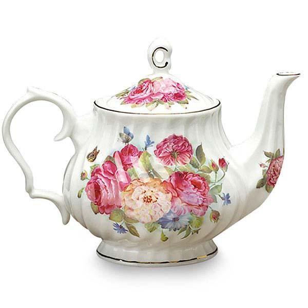 Sandra's Rose Bone China Teapot-Roses And Teacups