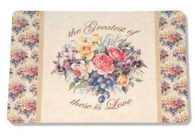 Sandy Clough Love Among the Roses The Greatest of these is Love Kitchen Mat