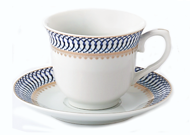 Sassy Sapphire Blue Porcelain Teacups and Saucers Set of 4 Tea Cups and 4 Saucers - Perfect for Tea Parties!-Roses And Teacups