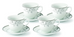 Scrolling Silver Viola Porcelain Tea Cups and Saucers Bulk Wholesale Priced - Set of 4