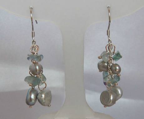 Sea Glass and Pearl Earrings EF067-Roses And Teacups
