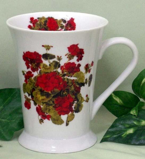 Set of 2 Floral Latte Mugs - Geranium