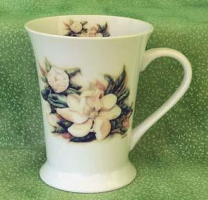 Set of 2 Floral Latte Mugs - Heirloom Magnolia-Roses And Teacups