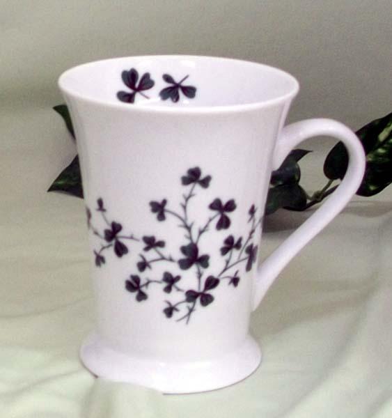 Set of 2 Floral Latte Mugs - Shamrock-Roses And Teacups