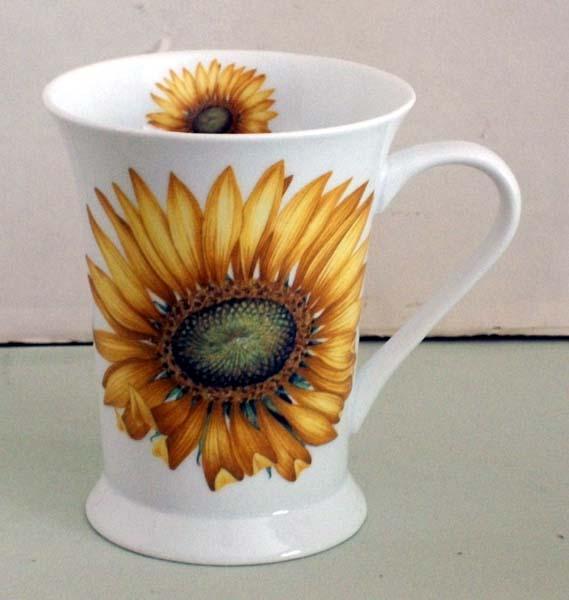 Set of 2 Floral Latte Mugs - Sunflower Burst-Roses And Teacups