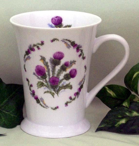 Set of 2 Floral Latte Mugs - Thistle