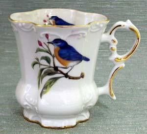 Set of 2 Victorian Tankards Floral Mugs - Bluebird-Roses And Teacups