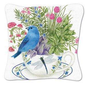Set of 3 Bluebird on Tea Cup Gift Boxed Lavender Sachets-Roses And Teacups