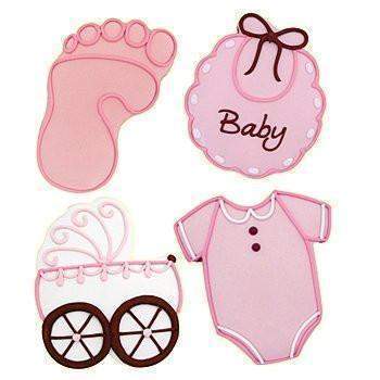 Set of 4 Large Baby Girl Cookies Individually Wrapped
