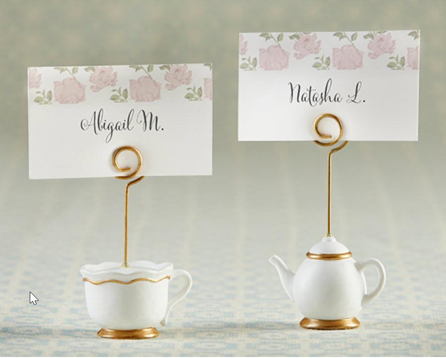 Set of 6 Tea Cup and Teapot Place Card Holders-Roses And Teacups