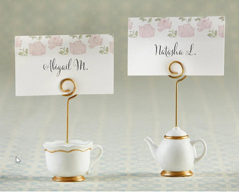 Set of 6 Tea Cup and Teapot Place Card Holders