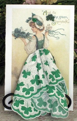 Shamrock Hankie St Patrick's Day Card - 2 Gifts in 1!-Roses And Teacups
