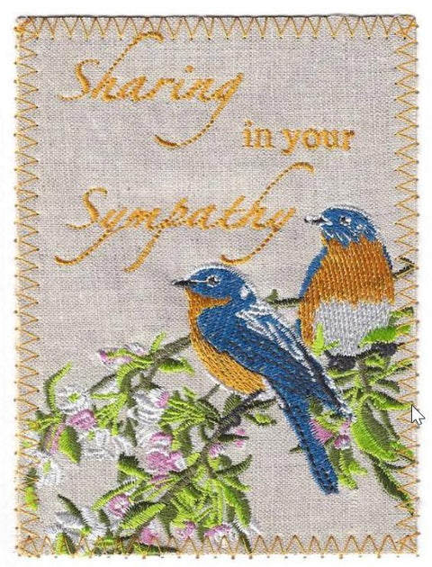 Sharing in your Sympathy Embroidered Linen Greeting Card-Roses And Teacups