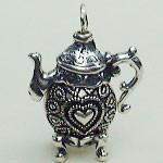 Silver Heart Teapot Charm