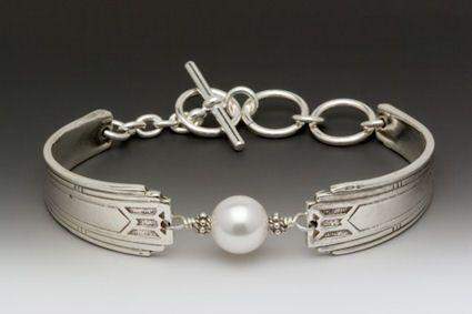 Silver Spoon Pearl Bracelet - Art Deco