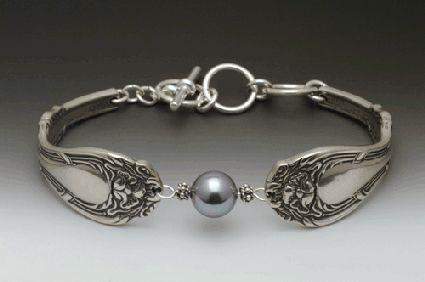 Silver Spoon Pearl Bracelet- Victorian