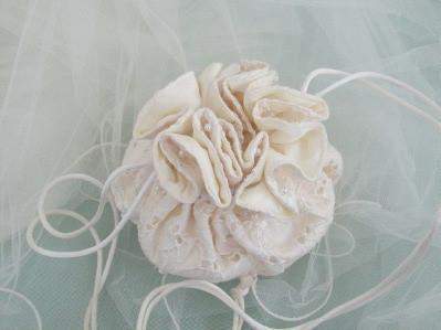 Small Eyelet Bridal Reticule White-Ivory-Roses And Teacups