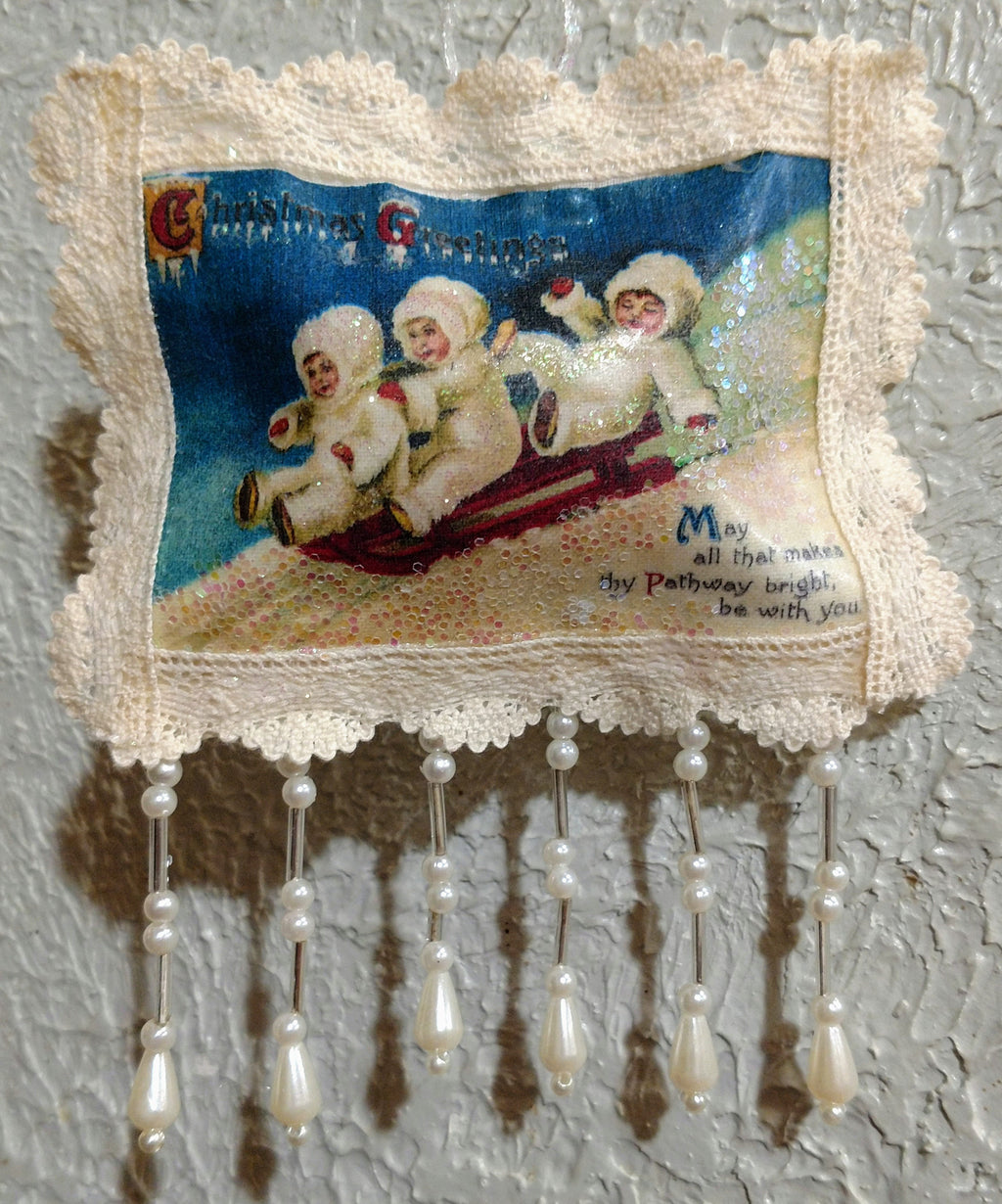 Snow Babies Greeting Scented Sachet Ornament - One of a Kind!-Roses And Teacups