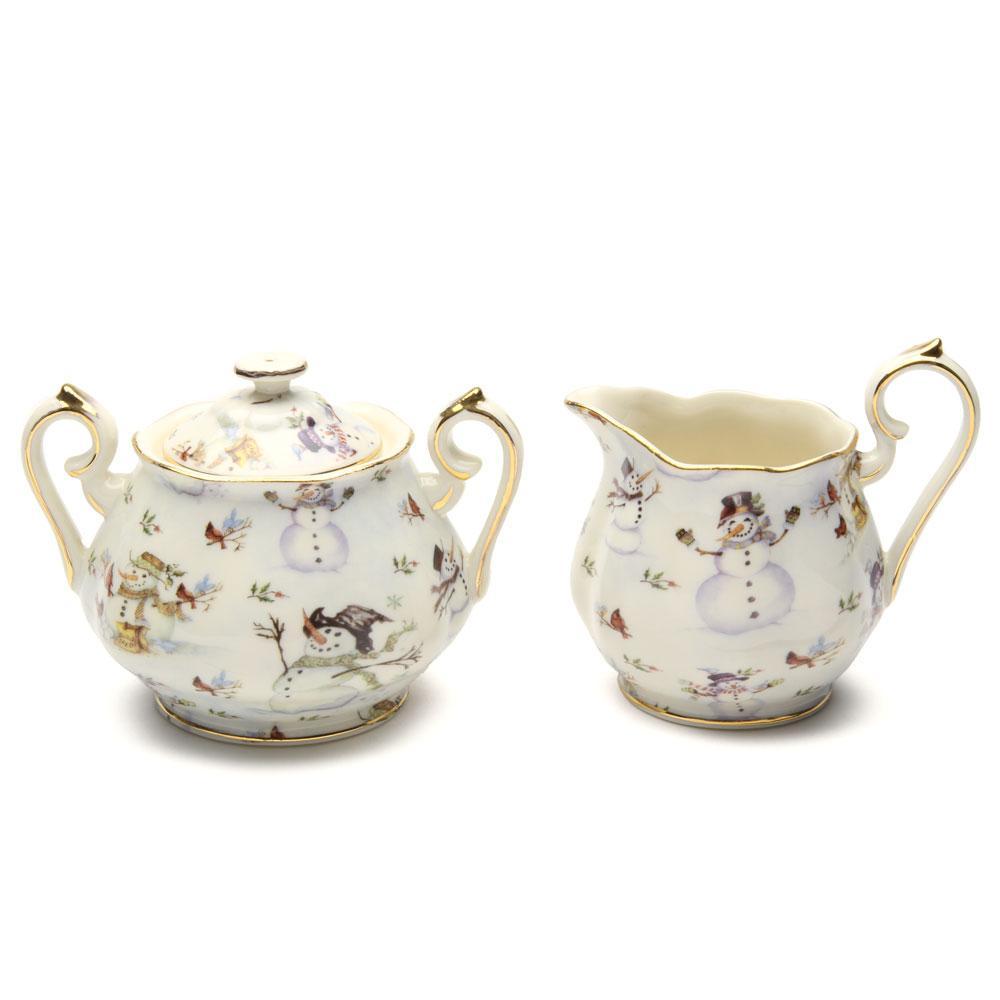 Snowman Cream and Sugar Set-Roses And Teacups