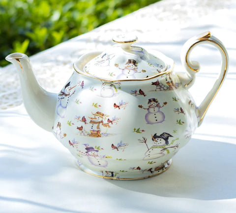 Snowman Fine Porcelain Gold Trimmed Teapot